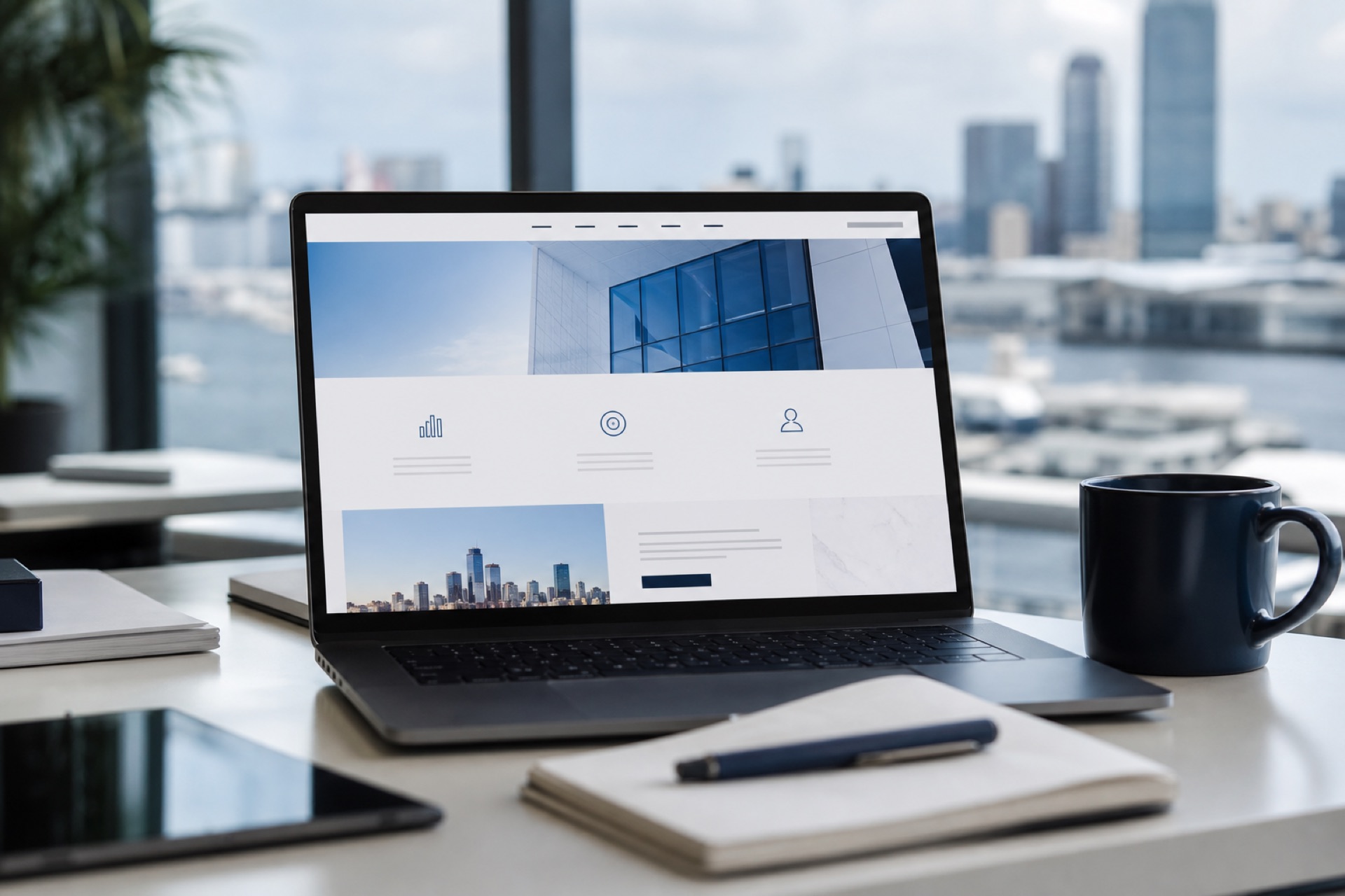 Modern website design workspace